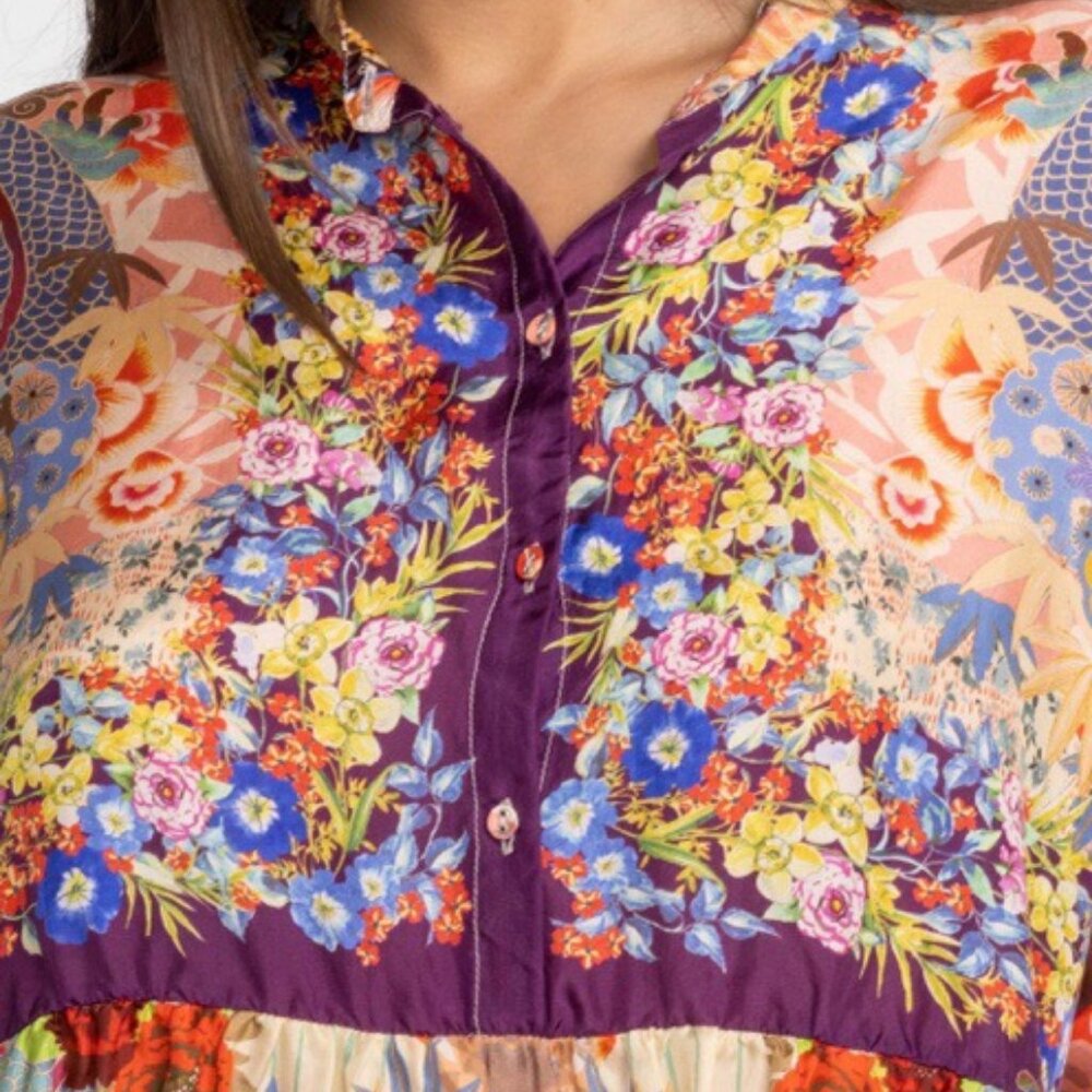 NWT Johnny Was ADALENA DERIVE BLOUSE 100% silk - Picture 3 of 14